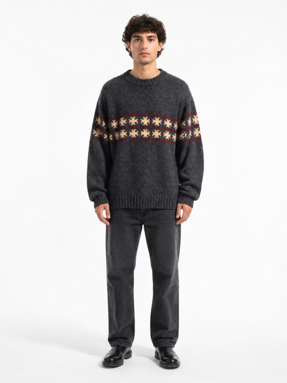 Vintage West Coast 100% Wool Snowflake Fair Isle Knit Sweater Size L